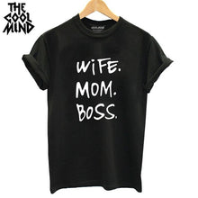 Load image into Gallery viewer, High Quality 100% Cotton Wife Mom Boss Print T-shirt