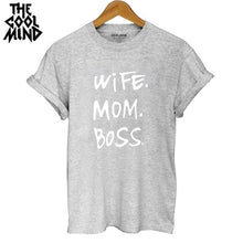 Load image into Gallery viewer, High Quality 100% Cotton Wife Mom Boss Print T-shirt