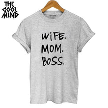 Load image into Gallery viewer, High Quality 100% Cotton Wife Mom Boss Print T-shirt