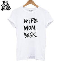 Load image into Gallery viewer, High Quality 100% Cotton Wife Mom Boss Print T-shirt