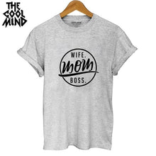 Load image into Gallery viewer, High Quality 100% Cotton Wife Mom Boss Print T-shirt