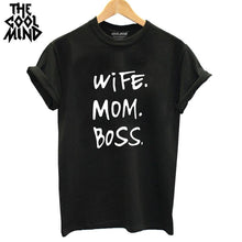 Load image into Gallery viewer, High Quality 100% Cotton Wife Mom Boss Print T-shirt