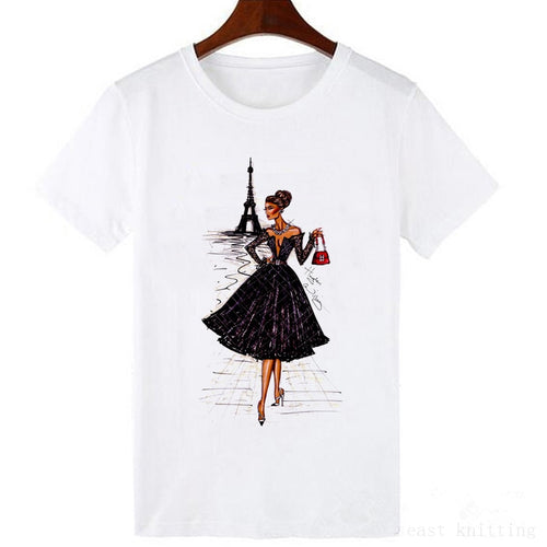 Vintage Vogue Paris printing Girl T Shirt