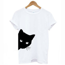 Load image into Gallery viewer, O-neck Women's Tops Tee Cat Print Short Sleeves T Shirt