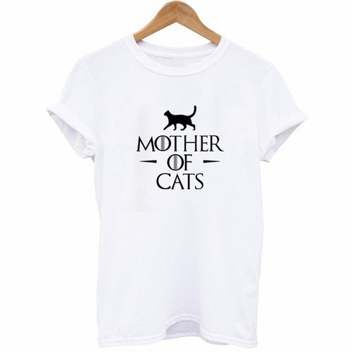 Cartoon MOTHER OF CATS Letters Animal Printed T-shirts