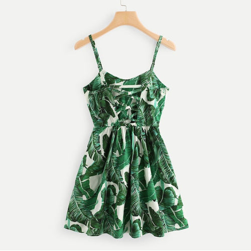 Floral Print Waist Mini Dress