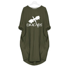 Load image into Gallery viewer, Dress Pocket Dracarys Letters Print Dress