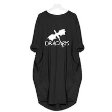 Load image into Gallery viewer, Dress Pocket Dracarys Letters Print Dress