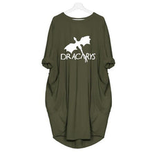 Load image into Gallery viewer, Dress Pocket Dracarys Letters Print Dress