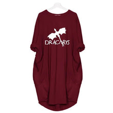 Load image into Gallery viewer, Dress Pocket Dracarys Letters Print Dress